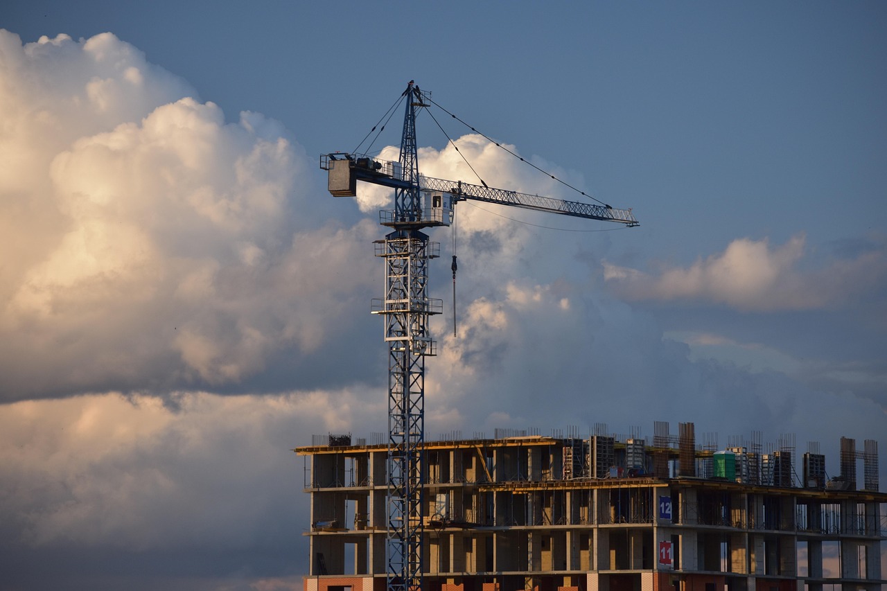 construction, building, nature, housing, architecture, real estate, house, of ownership, residential, mortgage, sky, build, lodging, city, tap, technique, clouds, russia, novosibirsk